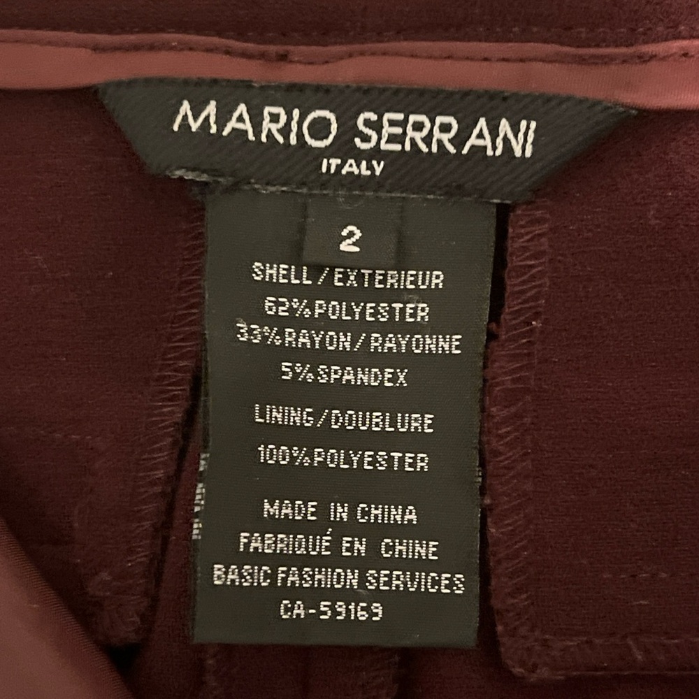 Mario Serrani Ladies’ Deep Wine Career Trouser Pants Size 2 - Picture 10 of 10